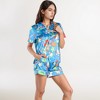 Anna-Kaci Lounge Women's Whimsical Garden Animal Print Pajama Set with Short Sleeve Button-Up Top and Matching Shorts - 3 of 4