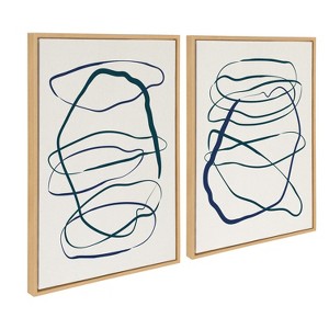Kate and Laurel Sylvie Blue and Green Expressive Abstract 1 and 2 Framed Canvas Art Set by The Creative Bunch Studio - 1 of 4