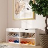 FUFU&GAGA White Wooden Shoe Storage Bench with Seating Cushion Open Shelf - 2 of 4