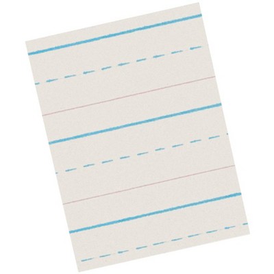 School Smart Red & Blue Newsprint Paper, 1/2 Inch Long Way Ruled, 11 x 8-1/2 Inches, 500 Sheets