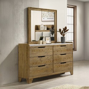 ORRD Solid Rubberwood Dresser with 6 Drawers, Transitional Light Brown Bedroom Chest of Drawers, No Assembly Required, 59”W Bedroom Furniture - 1 of 4