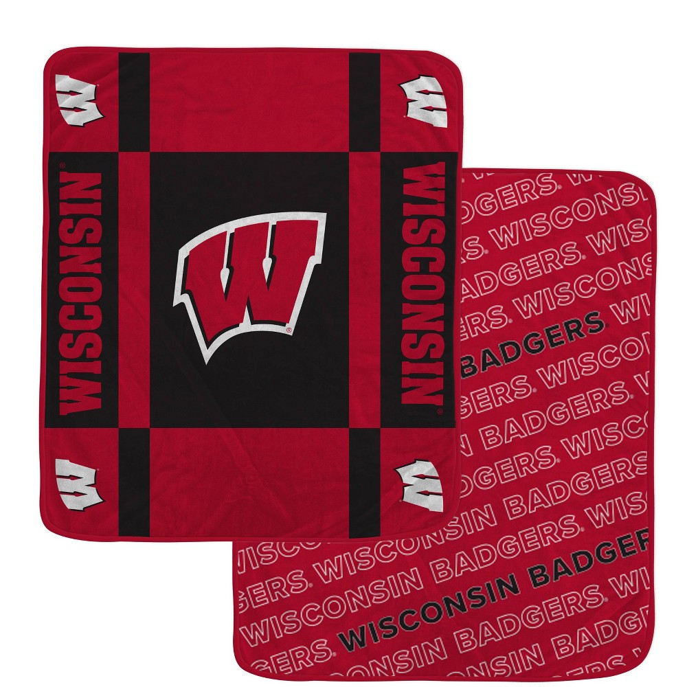 Photos - Duvet NCAA Wisconsin Badgers Reverse Block Double Sided Ultra Cozy Blanket