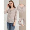 Allegra K Women's Bow Tie Round Neck 3/4 Raglan Sleeve Floral Blouse - 2 of 4