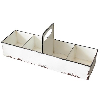 White Rustic Enamel Slotted Decorative Tray - Foreside Home & Garden