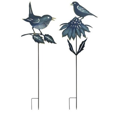 Melrose Iron Bird Flower Garden Stake (Set of 2)