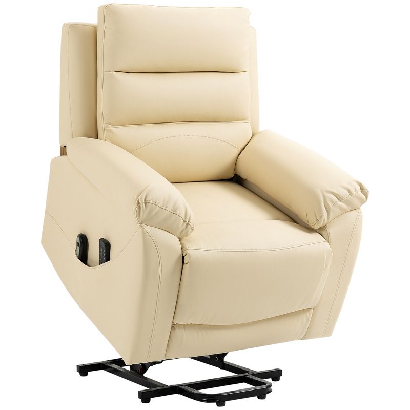 HOMCOM Electric Power Lift Chair for Elderly with Massage, PU Leather Oversized Living Room Recliner with Remote Control, and Side Pockets, 1 of 7