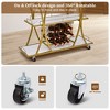 Gold Bar Cart with Wheels, 3 Tier Bar Serving Cart with Glass Holder and Wine Rack - 4 of 4