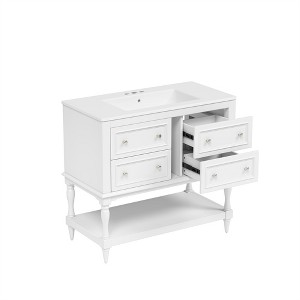 Tramull Bathroom Vanity with Undermount Sink, 4-Drawer Storage Cabinet, Solid Wood Frame Freestanding Vanity Set - 1 of 4