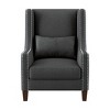 1pc Traditional Accent Chair with Pillow Nailhead Trim Dark Gray Polyester Upholstered Solid Wood Furniture Modern Living Room Chair - 2 of 4