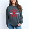 Simply Sage Market Women's Love Vibes Heart Checkered Long Sleeve Garment Dyed Tee - 2 of 4