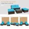 Tangkula 5-Piece Outdoor Rattan Wicker Sofa Set Lounge Chair with Turquoise Cushions - 3 of 4
