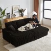 TiramisuBest 84" 3-Seater Corduroy Sofa w/ 3 Back Pillows, 2 Ottomans, Storage & Cup Grooves - Deep Plush Seating for Living Room,Black - 4 of 4
