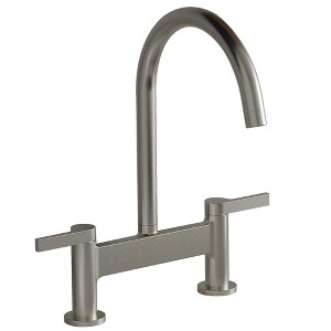 Modern two handle 2 hole bridge kitchen faucet with 360 degree swivel spout sink faucet - 1 of 4