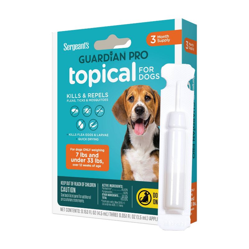 Sergeant&#39;s Guardian Pro Flea &#38; Tick Topical Treatment for Dogs - 7-33 lbs - 3ct, 4 of 10