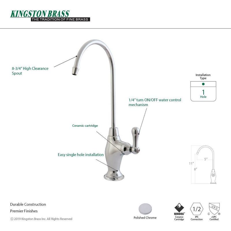 Restoration Water Filter Kitchen Faucet Chrome - Kingston Brass, 4 of 6