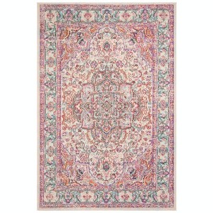 Madison 200 MAD259 Power Loomed Indoor Area Rug - Beige/Fuchsia - 5'x7' - Safavieh - 1 of 4