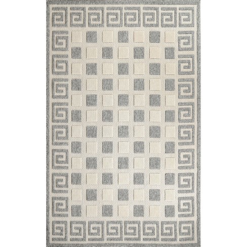 Blue Nile Mills Modern Lattice Indoor/ Outdoor Area Rug, 6' x 9', Grey, Gray