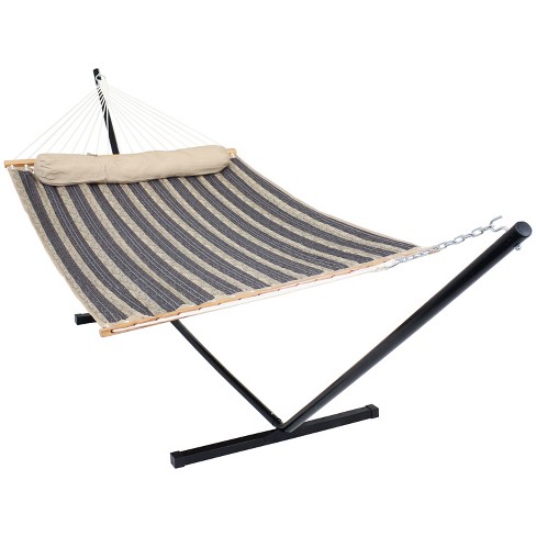 Sunnydaze Quilted Hammock W/ Universal Steel Stand -Sandy Beach