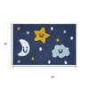 HomeRoots 32" White Blue And Yellow Cotton Clouds and Stars Youthful Bath Rug - 3 of 4