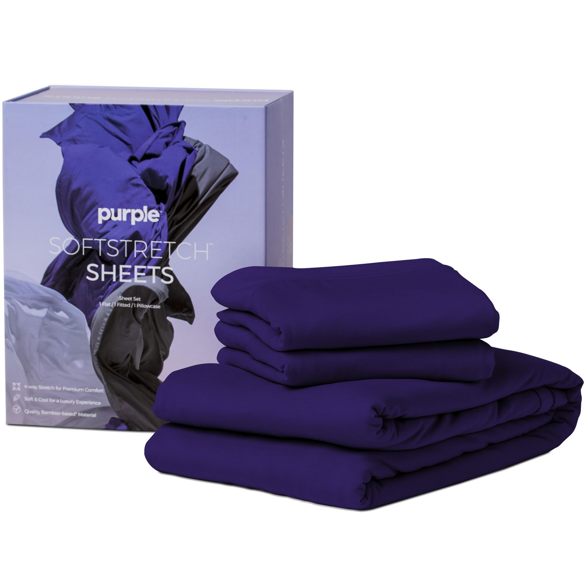 Purple SoftStretch Sheets, Silky-Soft Stretch with Cooling, Moisture-Wicking, Temperature Control
