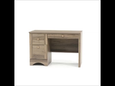 Salt Oak Wood Computer Desk with Drawers and Keyboard Tray