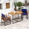 Costway 4-Person Acacia Wood Patio Dining Table with Metal Frame for Porch, Garden, Deck - 4 of 4