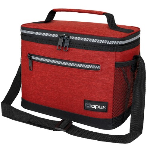 Opux Insulated Lunch Box Adult Men Women, Thermal Cooler Bag Kids Boys Girls Teen, Soft Compact Reusable Small Work School Picnic (Red, One Size)