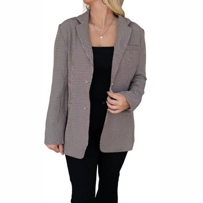 Women's Cozy Plaid Blazer - First Love