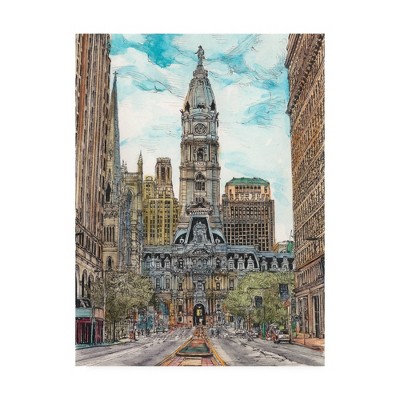 18" x 24" Us Cityscape Philadelphia by Melissa Wang - Trademark Fine Art