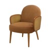 28.35" Velvet Mid-Century Accent Chair with Rattan Armrests and Rubberwood Legs - 4 of 4