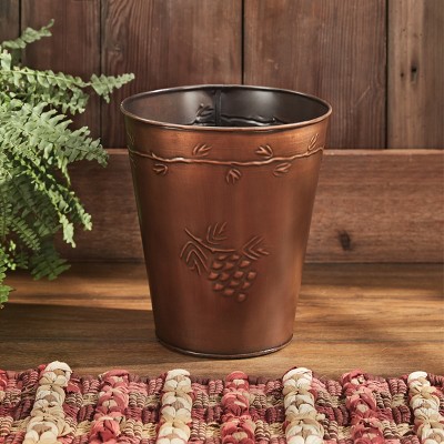 Bronze Pinecone Embossed Metal Waste Basket