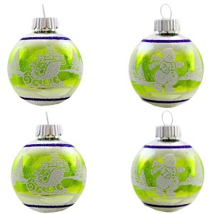 Christopher Radko 2.0 Inch Vintage Flocked Ornament Set Patterns Glitter Scenes Tree Ornament Sets - 1 of 3