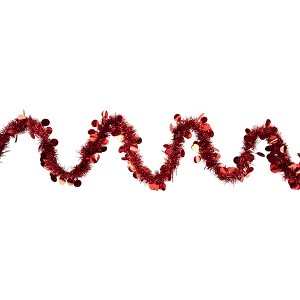 Northlight 50' x 2.5" Unlit Shiny Red Tinsel with Polka Dots Christmas Garland - 1 of 4