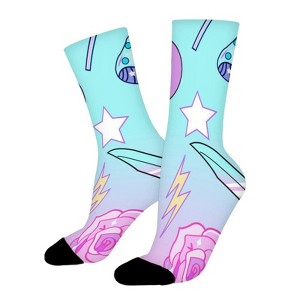 Girly Pastel Goth Witch Pattern Women Printed Crew Socks Funny Funky Socks Soft Polyester Novelty Gifts for Artists Men - 1 of 1