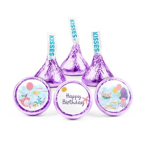 100pcs Mermaid Birthday Candy Party Favors Hershey's Kisses Milk Chocolate (100 Candies + 1 Sheet Stickers)  by Just Candy - Assembly Required - 1 of 1