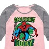Girls' - Marvel - Spider-man St. Patrick's Day Amazingly Lucky Shirt Tail Raglan Graphic T-shirt - 2 of 3
