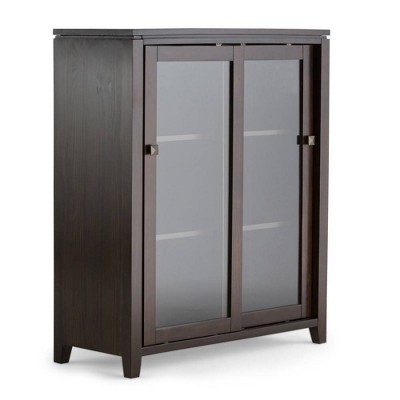 WyndenHall 36" Essex Medium Storage Cabinet Mahogany Brown: Traditional Style, Pine Frame, 4 Adjustable Shelves