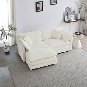 GDFStudio Yule Modern 76.7" Chenille Upholstered Loveseat with Pillows - 1 of 4