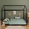 GDFStudio Jeremy Full Size Metal Floor Bed Frame with House Shape and Guardrails - 2 of 4