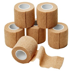 MEDca Self Adherent Cohesive Wrap Bandages 2"x5 Yards 6 Count Skin Color, Self Adhesive Athletic Tape for Sprains & Swelling - 1 of 4