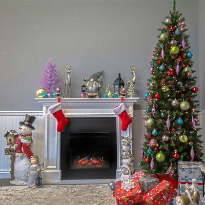 7-Foot Green Fir Slim Pre-Lit Christmas Tree with Multicolor Lights