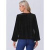 Allegra K Women's Velvet Cowl Neck Lantern Sleeve Tops - 3 of 4