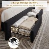 Bed Frame with 2 Storage Drawers, Vintage Velvet Upholstered Bedframe with Wooden Slat Support and Button Tufted Wingback Headboard Beige - 4 of 4