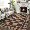 Checkerboard Rugs Easy Cleaning Easy Jute Floor Mats, Modern Geometric Indoor Outdoor Carpet, Non-Slip Foldable Accent Rug - 2 of 4