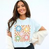 Simply Sage Market S.W.Smiley Checkered Flowers And Smiley Garment Dyed Tee - 2 of 4
