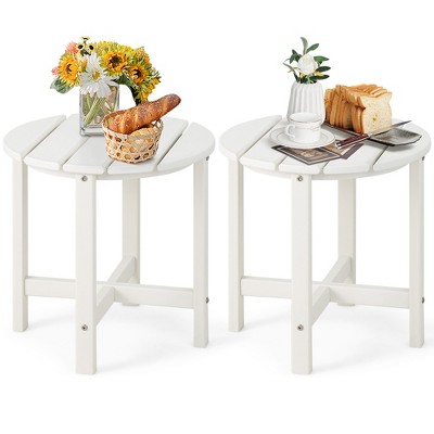 Tangkula 2PCS 18"Adirondack Side Table Weather Resistant HDPE Garden Patio