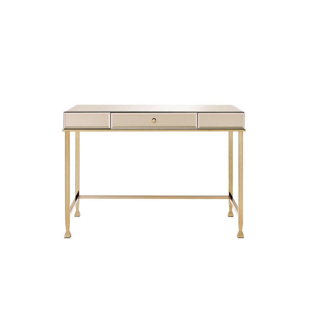 Photos - Office Desk Canine Writing Desk Smoky Mirrored/Champagne - Acme Furniture