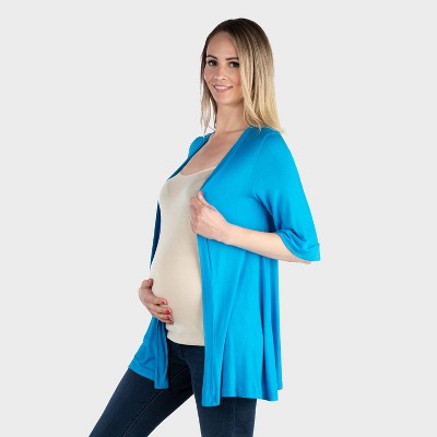 24seven Comfort Apparel Maternity Open Front Jacket with Elbow Sleeve