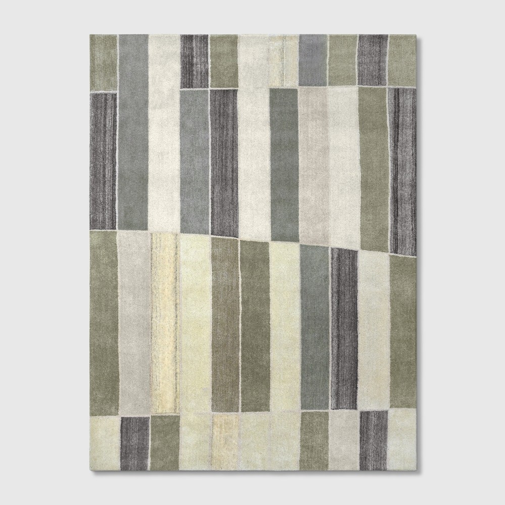 9'x12' Blocks Striped Tufted Area Rug Green/Gray - Project 62 was $599.99 now $299.99 (50.0% off)