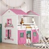 NicBex Full Size Bunk Bed Roof Shape Loft Bed Pine Bed Frame with Windows, Sills, Tent, Inclined Ladder and Guardrail, No Box Spring Required - 2 of 4